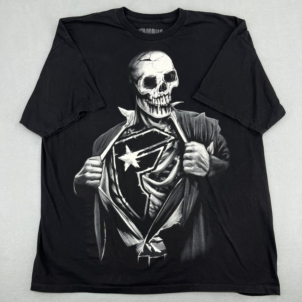 Famous Stars and Straps Mens XXL Black Skeleton Graphic T-Shirt Travis Barker